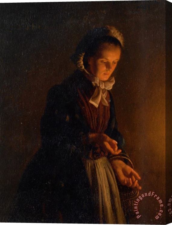 Petrus Van Schendel A Servant Girl by Candle Light Stretched Canvas Painting / Canvas Art