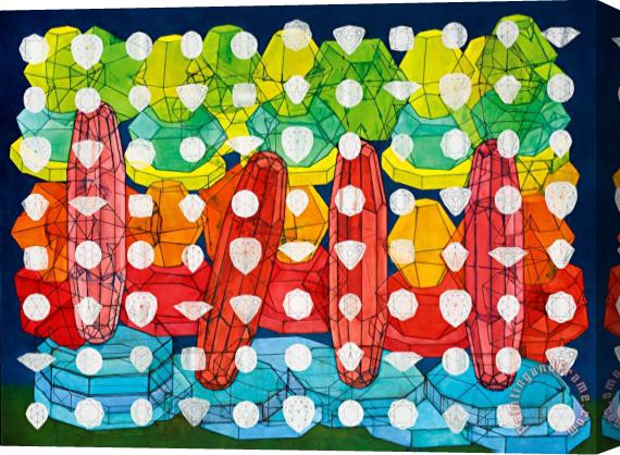 Philip Taaffe Painting with Gemstones Stretched Canvas Painting / Canvas Art