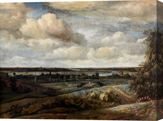 Philips Koninck Dutch Panorama Landscape with a Distant View of Haarlem Stretched Canvas Painting / Canvas Art