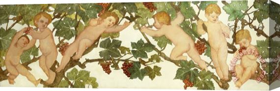 Phoebe Anna Traquair Putti Frolicking In A Vineyard Stretched Canvas Print / Canvas Art