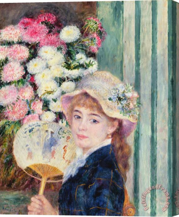 Pierre Auguste Renoir A French Girl with a Fan Stretched Canvas Painting / Canvas Art