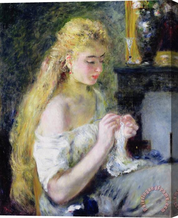 Pierre Auguste Renoir A Girl Crocheting Stretched Canvas Painting / Canvas Art
