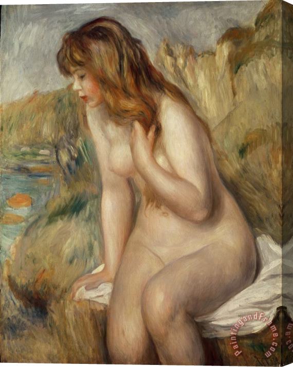 Pierre Auguste Renoir  Bather seated on a rock Stretched Canvas Painting / Canvas Art