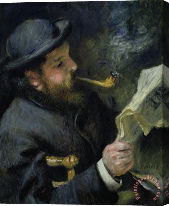 Pierre Auguste Renoir Claude Monet reading a newspaper Stretched Canvas Print / Canvas Art