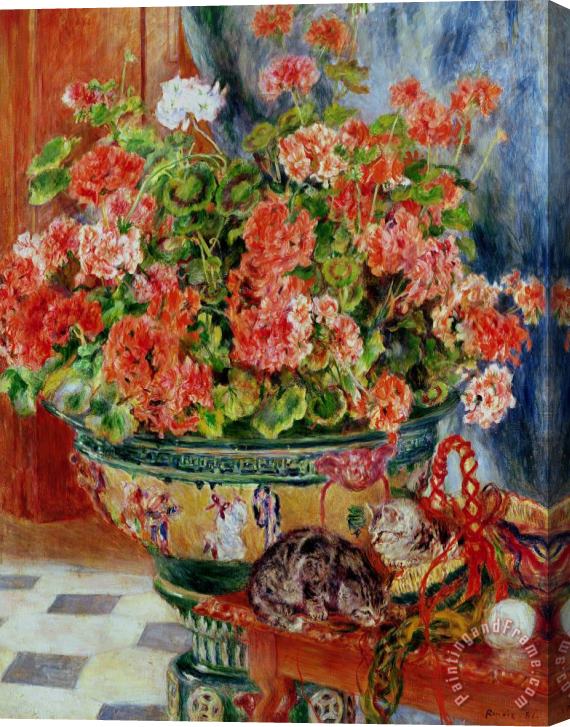 Pierre Auguste Renoir Geraniums and Cats Stretched Canvas Print / Canvas Art