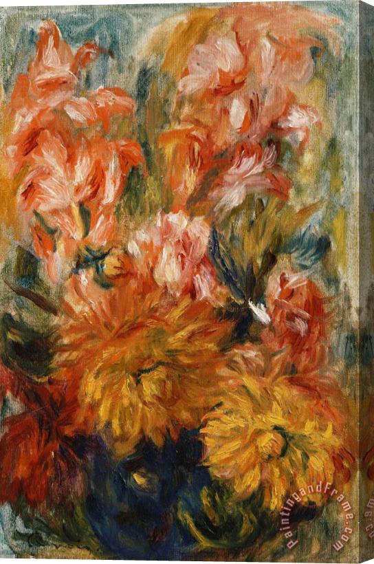 Pierre Auguste Renoir Gladioli In A Blue Vase Stretched Canvas Painting / Canvas Art