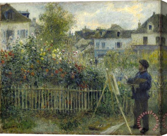 Pierre Auguste Renoir Monet Painting in His Garden at Argenteuil Stretched Canvas Painting / Canvas Art