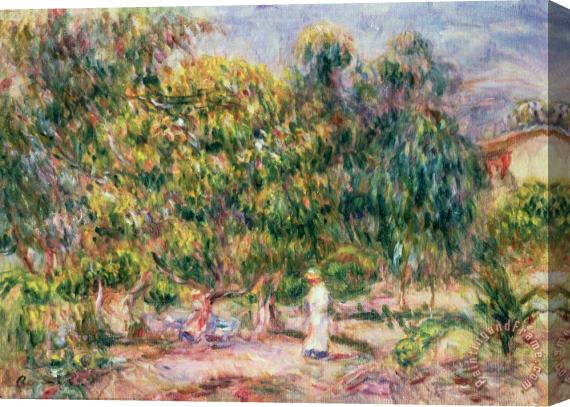Pierre Auguste Renoir The Woman in White in the Garden of Les Colettes Stretched Canvas Painting / Canvas Art