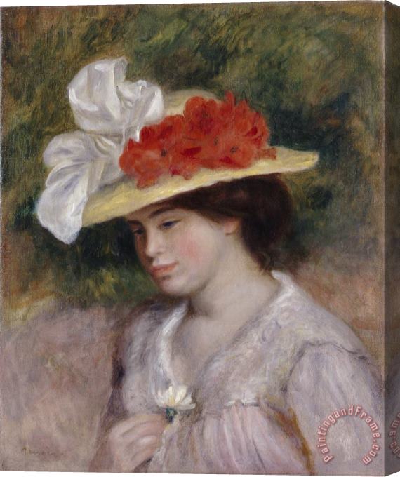 Pierre Auguste Renoir Woman in a Flowered Hat Stretched Canvas Print / Canvas Art