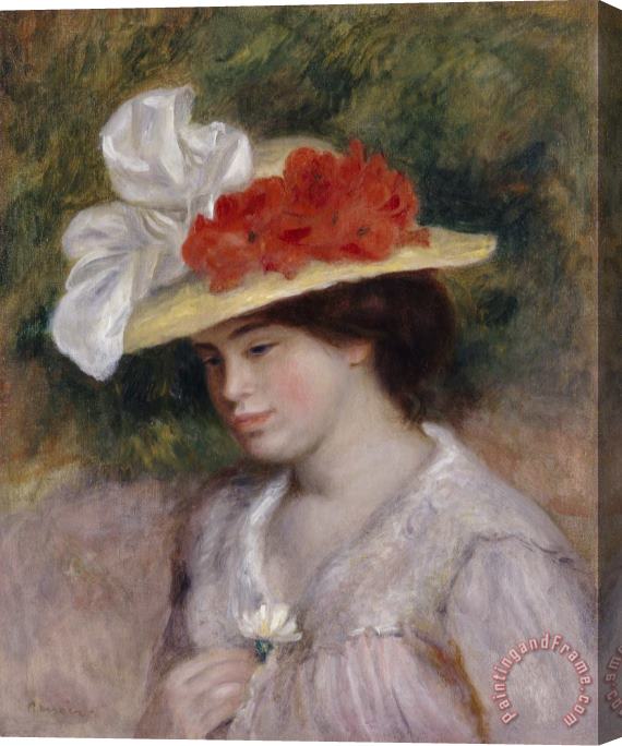 Pierre Auguste Renoir Woman in a Flowered Hat Stretched Canvas Print / Canvas Art
