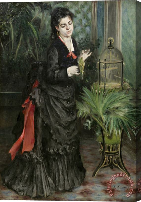 Pierre Auguste Renoir Woman with Parrot (la Femme a La Perruche) Stretched Canvas Painting / Canvas Art