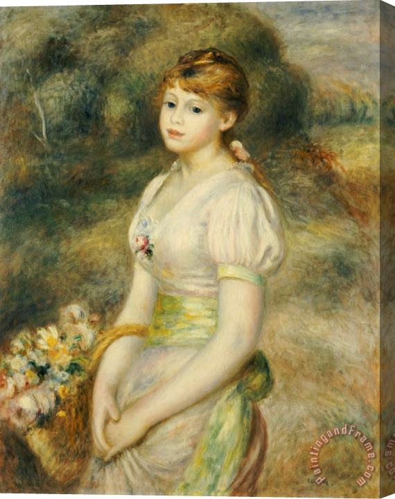 Pierre Auguste Renoir Young Girl with a Basket of Flowers Stretched Canvas Print / Canvas Art