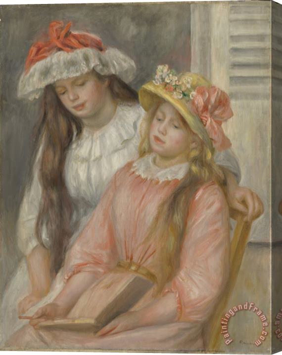 Pierre Auguste Renoir Young Girls Looking at an Album Stretched Canvas Print / Canvas Art