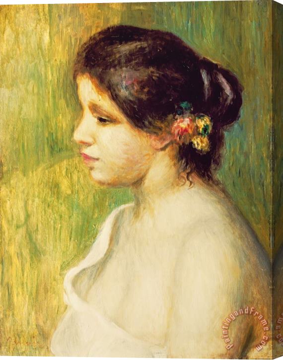Pierre Auguste Renoir  Young Woman with Flowers at her Ear Stretched Canvas Painting / Canvas Art