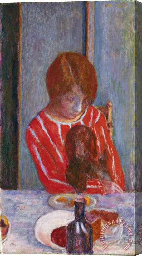 Pierre Bonnard Woman with Dog Stretched Canvas Painting / Canvas Art