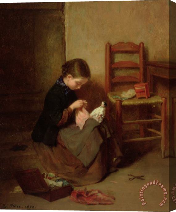 Pierre Edouard Frere The Little Dressmaker Stretched Canvas Print / Canvas Art