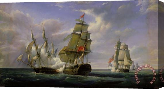 Pierre Julien Gilbert Combat between the French Frigate La Canonniere and the English Vessel The Tremendous Stretched Canvas Painting / Canvas Art
