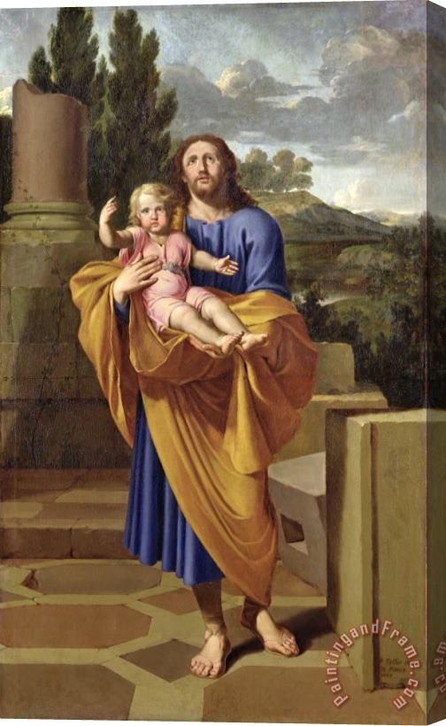 Pierre Letellier St. Joseph Carrying The Infant Jesus Stretched Canvas Print / Canvas Art