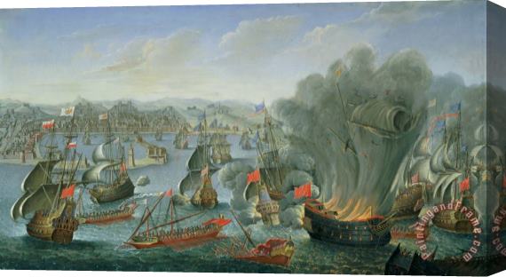 Pierre Puget Naval Battle with the Spanish Fleet Stretched Canvas Painting / Canvas Art
