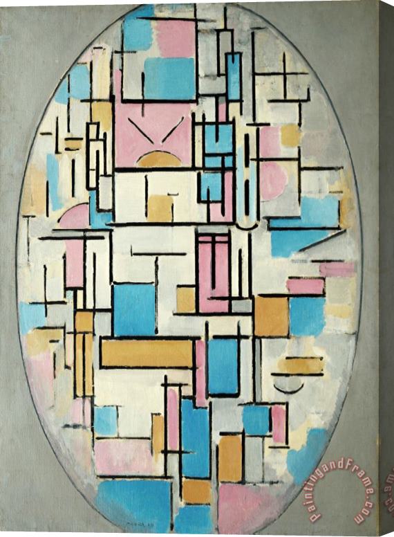 Piet Mondrian Composition in Oval with Color Planes 1 Stretched Canvas Print / Canvas Art