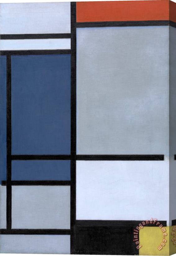 Piet Mondrian Composition with Red, Blue, Black, Yellow, And Gray Stretched Canvas Painting / Canvas Art
