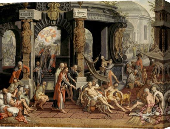 Pieter Aertsen The Healing of The Paralytic, Pool of Bethesda Stretched Canvas Print / Canvas Art