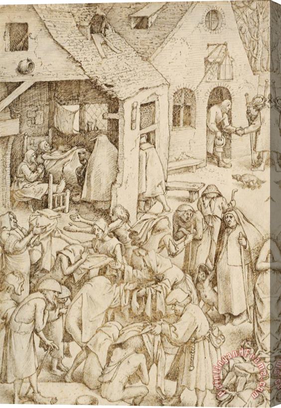 Pieter Bruegel Detail Of Charity Drawing Bruegel The Elder Stretched Canvas Print / Canvas Art