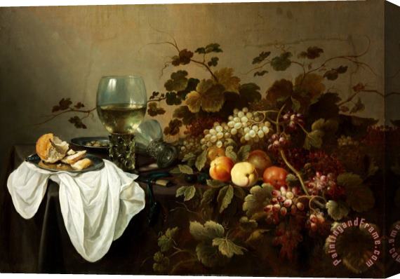 Pieter Claesz Still Life with Fruit And Roemer Stretched Canvas Painting / Canvas Art