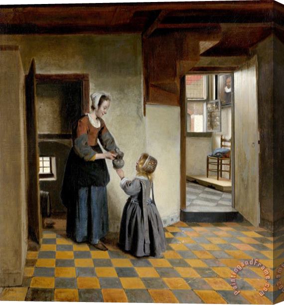 Pieter de Hooch Woman with a Child in a Pantry Stretched Canvas Painting / Canvas Art