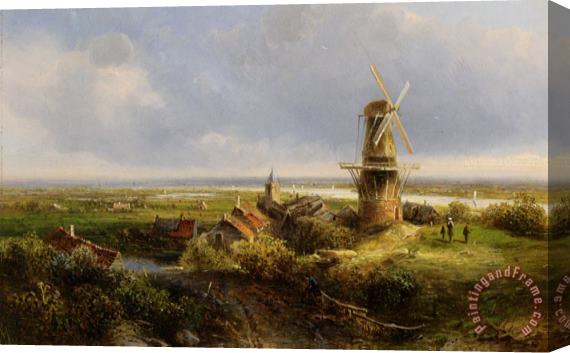 Pieter Lodewijk Francisco Kluyver A Windmill in an Extensive Landscape Stretched Canvas Print / Canvas Art