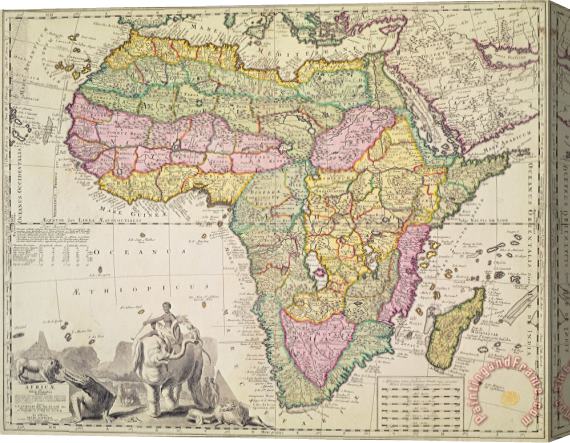 Pieter Schenk Antique Map of Africa Stretched Canvas Painting / Canvas Art