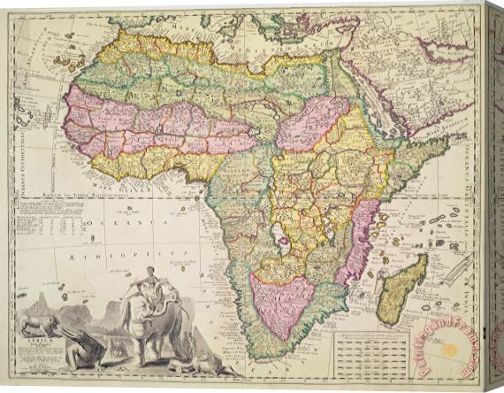 Pieter Schenk Map of Africa Stretched Canvas Print / Canvas Art
