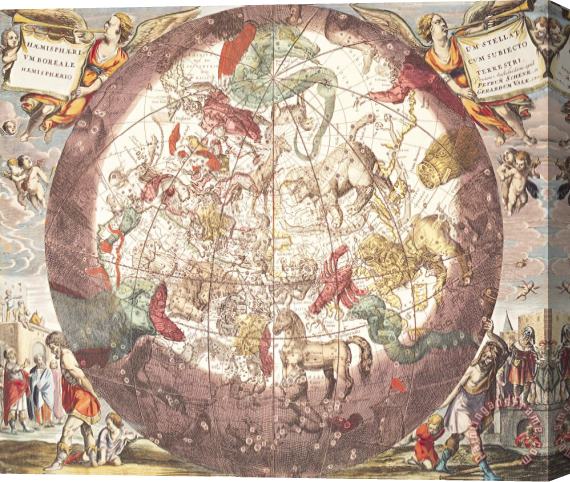 Pieter Schenk Northern Boreal Hemisphere From The Celestial Atlas Stretched Canvas Painting / Canvas Art