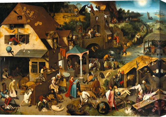 Pieter the Elder Bruegel The Dutch Proverbs Stretched Canvas Painting / Canvas Art