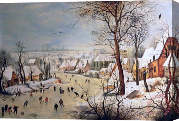 Pieter the Elder Bruegel Winter Landscape with Birdtrap Stretched Canvas Print / Canvas Art