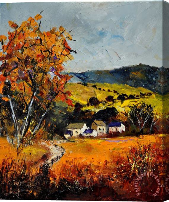Pol Ledent Autumn and village Stretched Canvas Painting / Canvas Art