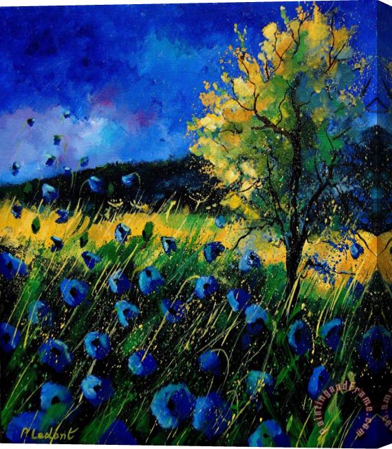 Pol Ledent Blue poppies Stretched Canvas Painting / Canvas Art