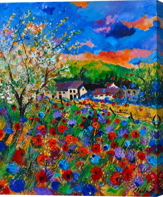 Pol Ledent Poppies in Sorinnes Stretched Canvas Painting / Canvas Art