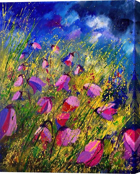 Pol Ledent Purple Wild Flowers Stretched Canvas Print / Canvas Art
