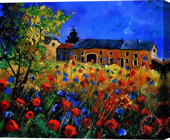 Pol Ledent Red poppies in Houroy Stretched Canvas Painting / Canvas Art