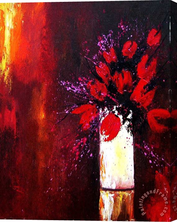 Pol Ledent Red Tulips Stretched Canvas Painting / Canvas Art