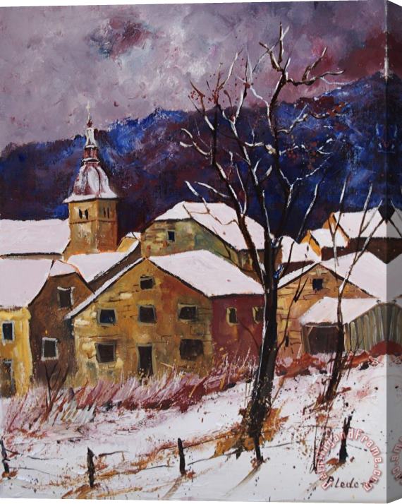 Pol Ledent Snow in Chassepierre Stretched Canvas Print / Canvas Art