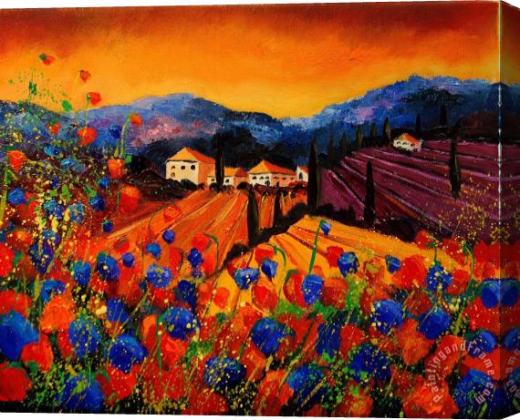Pol Ledent Tuscany Poppies Stretched Canvas Painting / Canvas Art