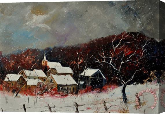 Pol Ledent Village in the snow Stretched Canvas Painting / Canvas Art
