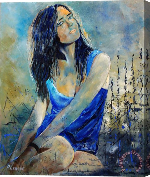 Pol Ledent Young Girl In Blue Stretched Canvas Print / Canvas Art