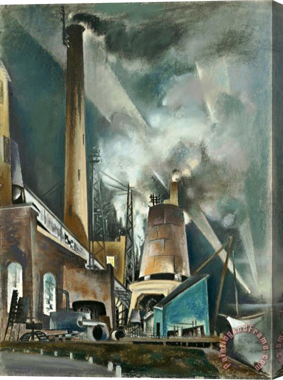 Preston Dickinson Power Station Night Stretched Canvas Painting / Canvas Art