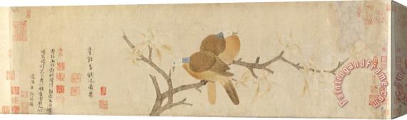 Qian Xuan Doves And Pear Blossoms After Rain Stretched Canvas Painting / Canvas Art