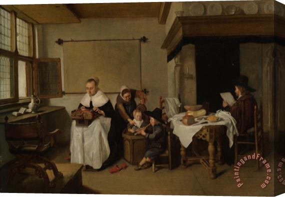 Quiringh Gerritsz. Van Brekelenkam A Domestic Interior with a Family Stretched Canvas Painting / Canvas Art