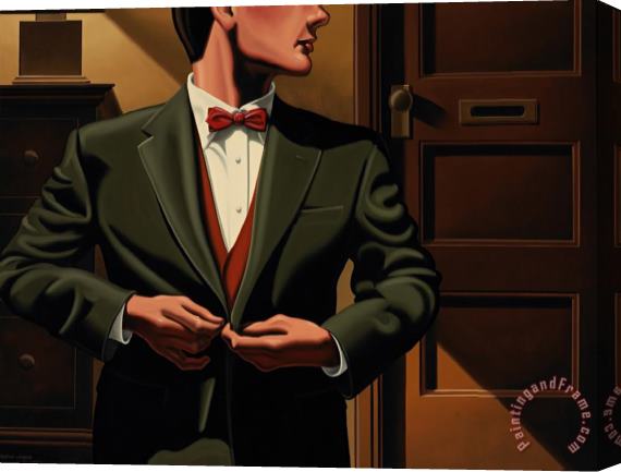 R. Kenton Nelson A Suit of a Becoming Shade of Green Stretched Canvas Painting / Canvas Art