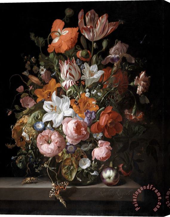 Rachel Ruysch Flowers in a Glass Vase Stretched Canvas Painting / Canvas Art